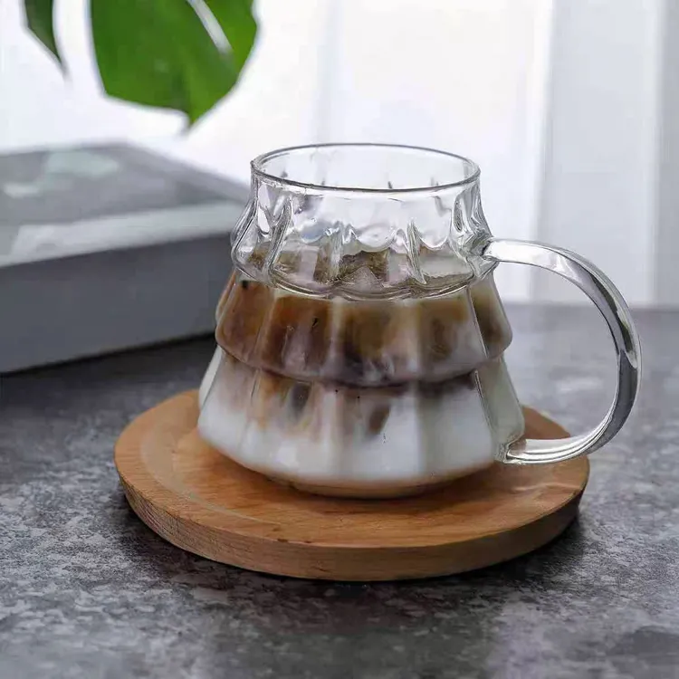 髙硼耐热玻璃松塔杯咖啡冰美式拿铁杯家用牛奶杯