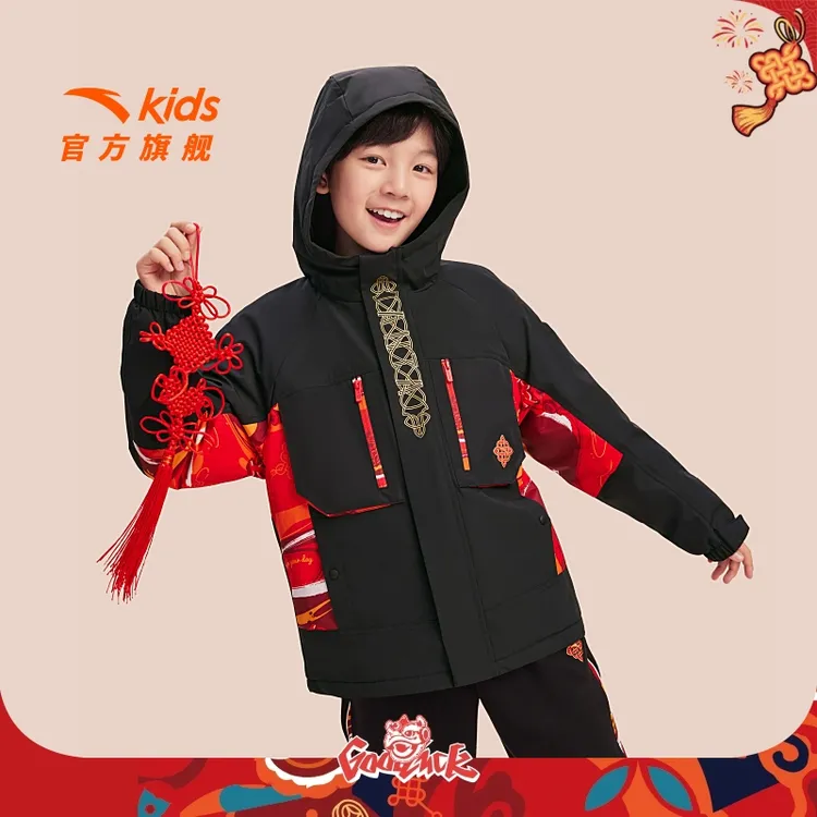 安踏儿童男大童摇粒绒运动上衣2025春季新款保暖防水青少年厚外套