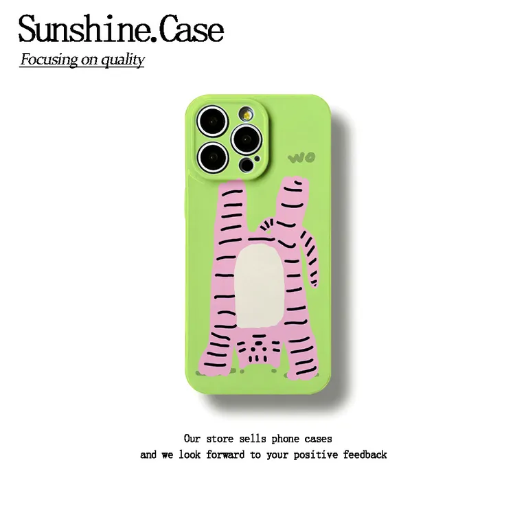 倒立粉虎菲林软壳适用苹果oppo华为vivo小米荣耀创意手机壳防摔