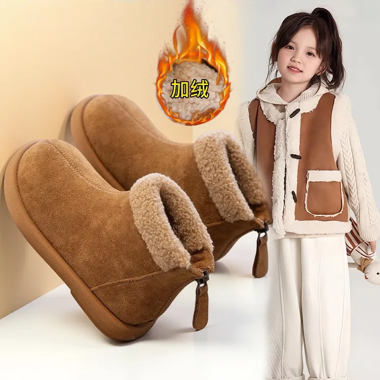女童棉鞋儿童勃肯男童鞋2025新款冬季儿童短靴加绒保暖宝宝雪地靴
