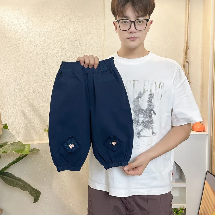 纯棉秋款新款灯笼裤2025小童古风刺绣灯笼裤裤女宝全棉长裤裤韩版