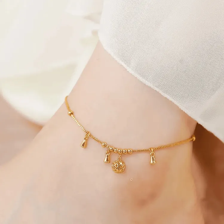 铜合金脚链 【一帆风顺】铃铛脚链玲珑球久不掉色锦绣前程绣球首饰