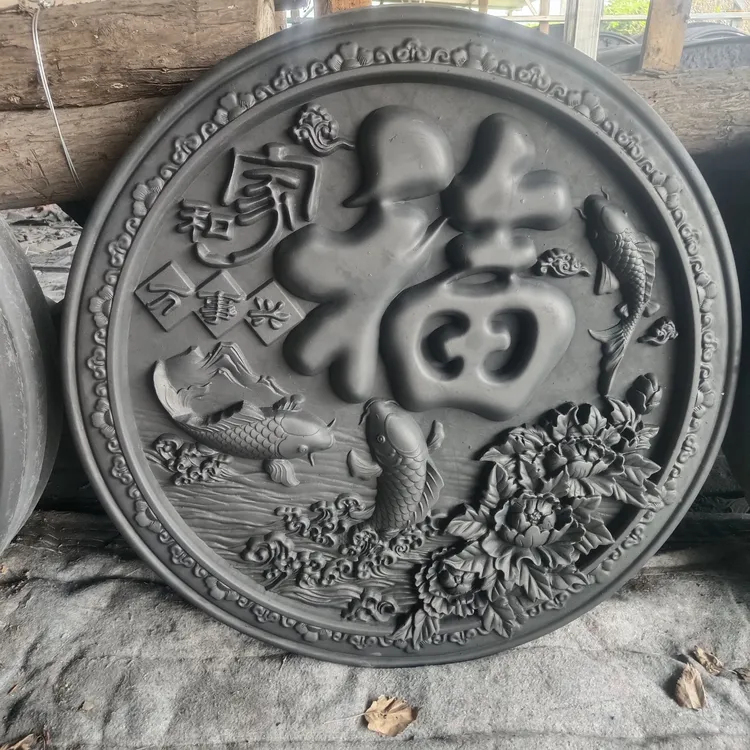 仿古古建圆形砖雕1米照壁福字中式庭院浮雕影壁挂件砖雕影壁墙