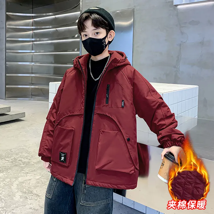 男童加棉加厚外套风衣秋冬季中大童二棉棉服大码帅气儿童上衣男孩