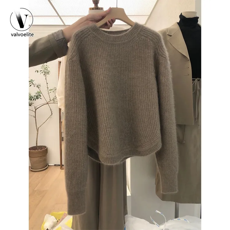 VALVOELITE软糯圆领毛衣女秋冬套头慵懒风内搭外穿加厚针织衫上衣