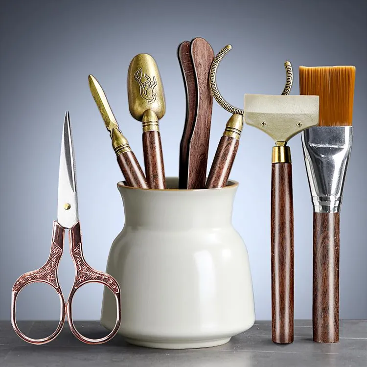 汝窑茶道六君子套装茶具配件收纳筒泡茶专用工具用品大全剪刀茶夹