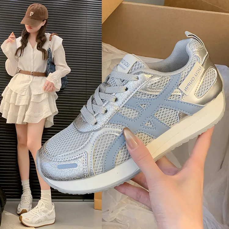 网面透气阿甘鞋女2025新款夏季轻便百搭老爹鞋厚底休闲跑步运动鞋