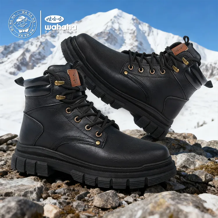 Wahaha/娃哈哈休闲百搭新款马丁靴户外厚底增高舒适秋冬款工装靴