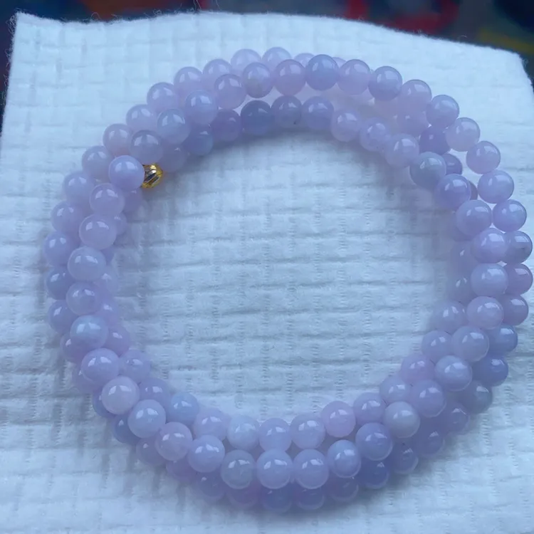 030 天然翡翠A货紫罗兰女士项链卡6mm 108颗(多样性发货只发一条)