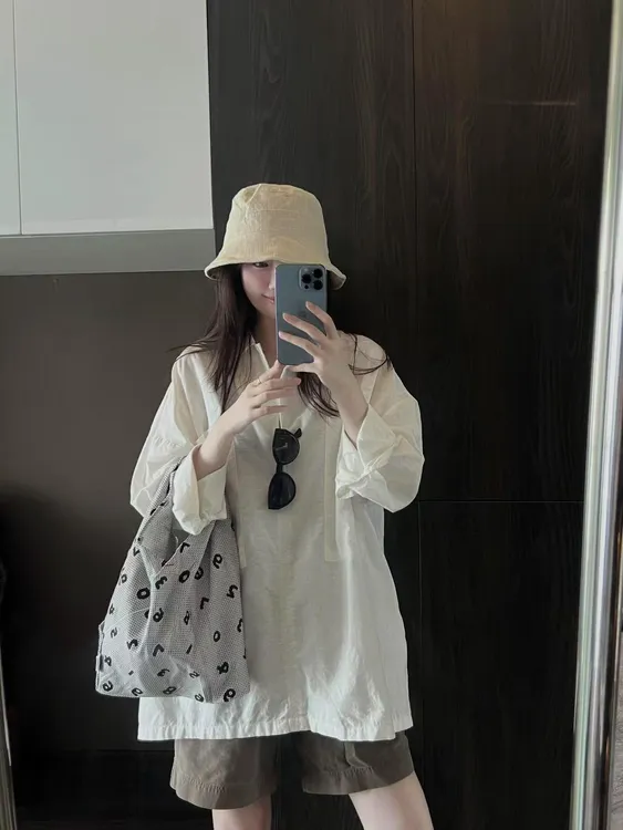 2025早秋新款简约休闲松弛感穿搭宽松显瘦衬衫百搭短裤两件套装