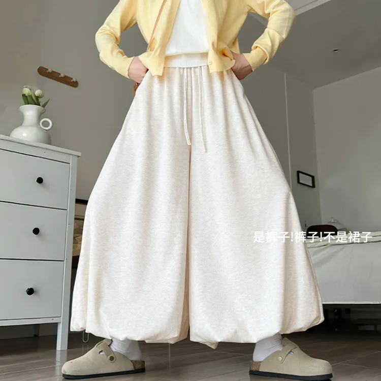糯米花苞裙裤女秋季款2025新款小个子高腰休闲宽松灯笼蓬蓬阔腿裤