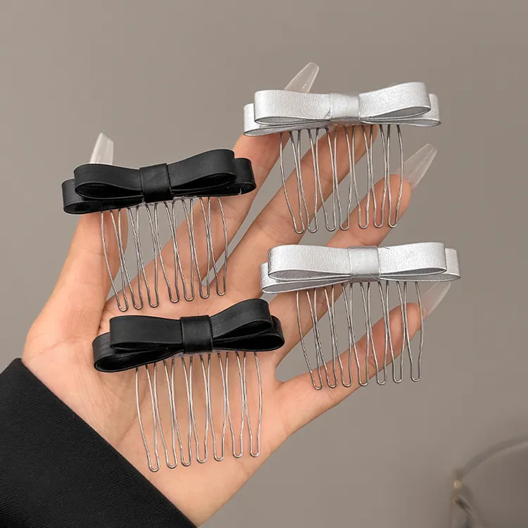 高级感蝴蝶结女前额倒插梳碎发整理神器网红公主头盘发梳发夹头饰