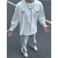 美式高街个性字母印花长袖T恤男秋季ins潮牌百搭宽松重磅纯棉上衣