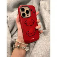飞虎胜戴帽线条狗狗适用iPhone16荔枝纹15金属框苹果14手机壳13软
