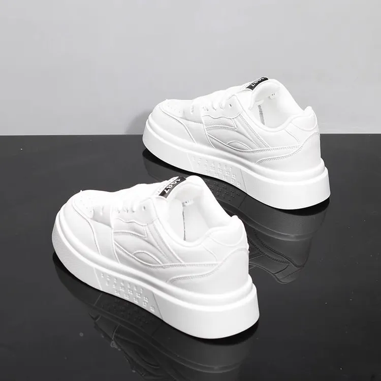 厚底小白鞋男真皮透气百搭时尚男鞋潮流休闲情侣新款内增高板鞋男