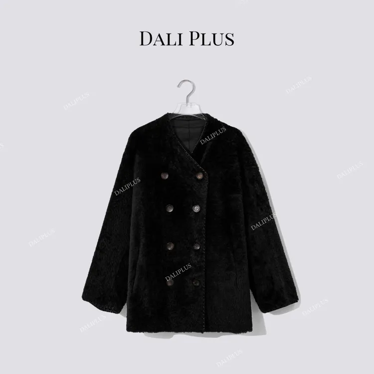 DALI PLUS“西班牙JIN口黑拉贡”轻奢双排扣长袖外套-D5CH4916-1