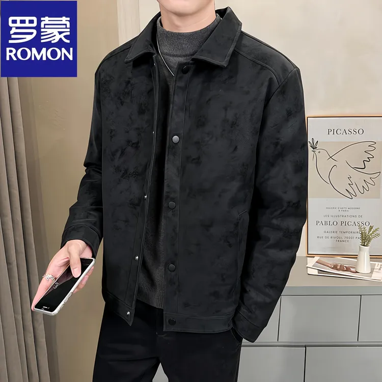 Romon/罗蒙冬季新款抗皱羽绒服男士加绒保暖时尚商务休闲防风外套
