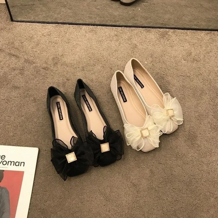 鞋单鞋女气质鞋浅口外穿尖头通勤百搭豆豆鞋平底女士女款大码女鞋