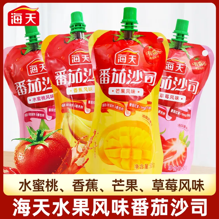 海天水果番茄沙司305g/袋家用挤压瓶意面酱手抓饼番茄酱薯条挤装