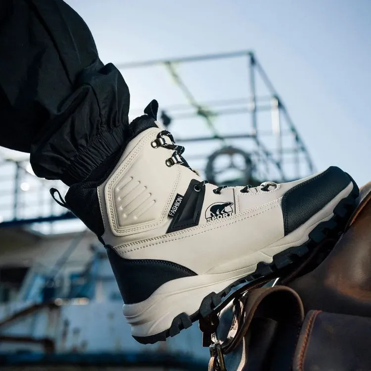 哈尔滨雪乡冬季男高帮棉鞋加绒加厚保暖雪地靴东北户外防水防滑靴