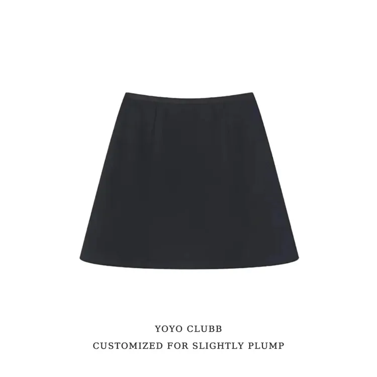 YOYO家 秋冬【现货】羊毛简约毛呢松紧腰A字短裙女新款显瘦半身裙女