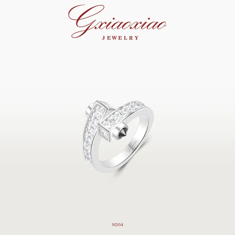 G XIAOXIAO 法式气质时尚高级百搭黑色铆钉戒指 ND54