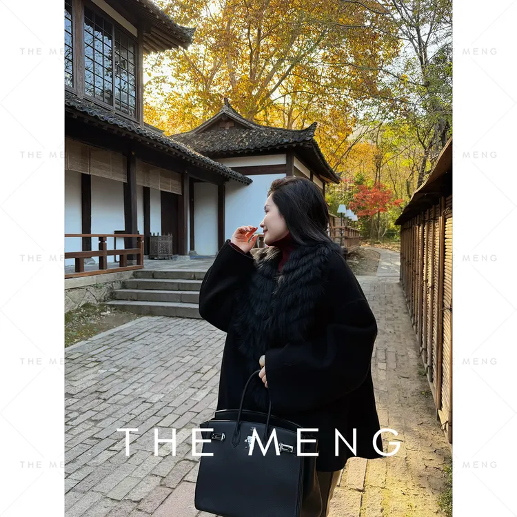 THE MENG【卢森堡】山羊绒绵羊毛狐狸毛领锁温大衣#M254K1834