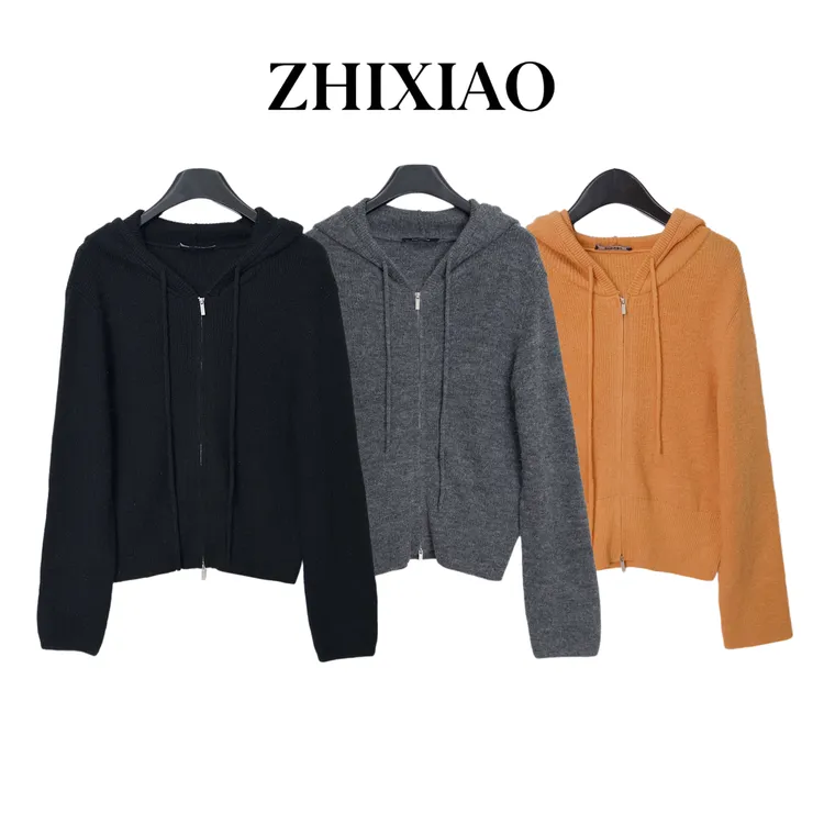 【ZHIXIAO】秋冬新款：连帽针织开衫2504278