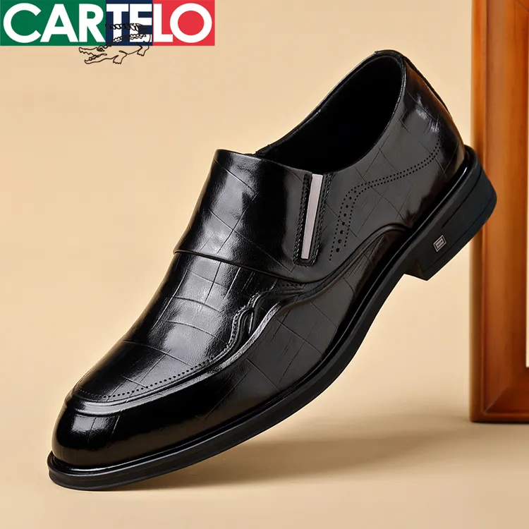 CARTELO/卡帝乐鳄鱼时尚舒适百搭透气潮流商务尖头英伦休闲皮鞋