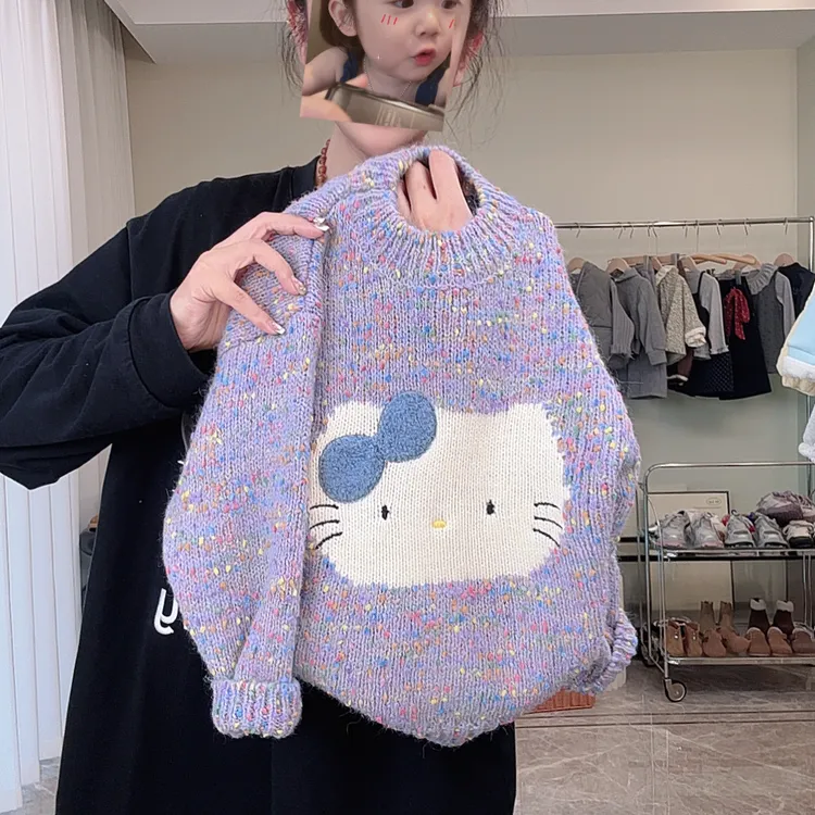 儿童毛衣2026年新款春节洋气奶呼呼冬新款女童彩色点点加厚针织衫