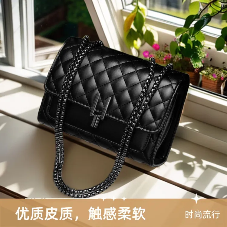 小香风菱格链条包女学生斜挎包ins