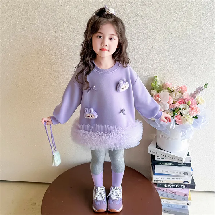 女童卡通卫衣套装2025新款儿童洋气春秋装女宝宝打底衫休闲两件套