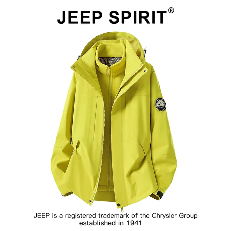 JEEPSPIRIT吉普冲锋衣男女秋冬三合一可拆卸防水户外登山服外套
