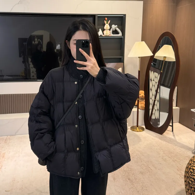 宿慕SUMU 韩版时尚针织领拼接假两件羽绒服11-11冬季羽绒服9061