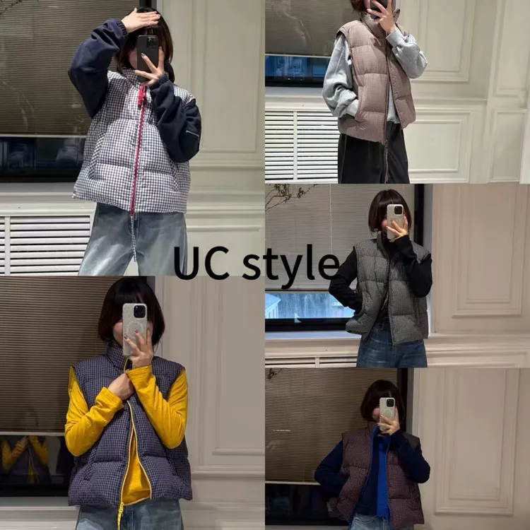 【UCSTYLE】’新国标白鸭绒‘格子拼色马甲主播穿S码