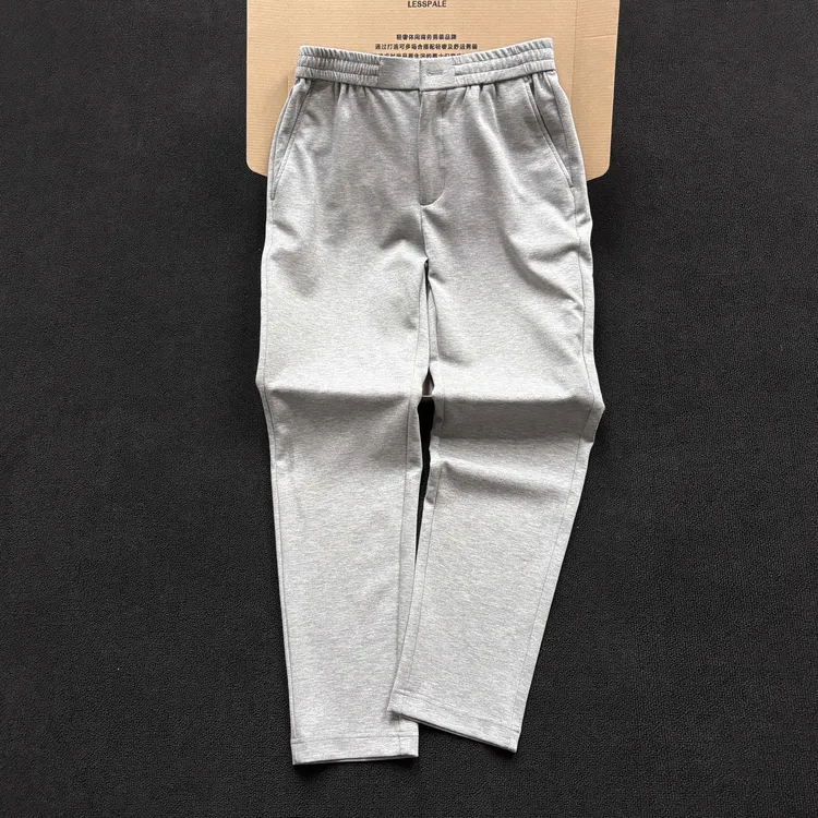 SIMHESHI·春夏季简约轻奢抽绳灰色卫裤男士抗皱免烫休闲直筒长裤