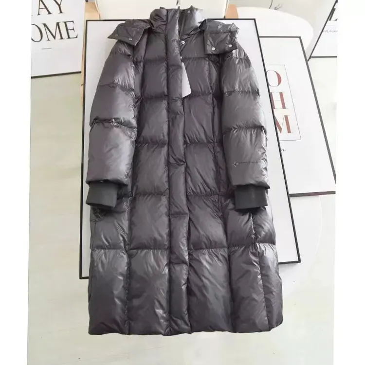 艾家冬季黑色女装加厚保暖长款可拆帽过膝时尚羽绒服外套