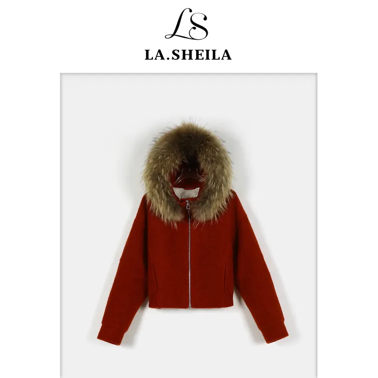 LA.Sheila“法国女神”厚款貉子毛领拉链羽绒服254-YRF/1218-5226