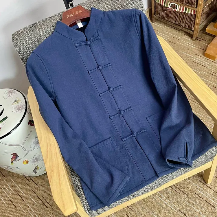 秋冬季纯棉加绒加厚保暖中式国风衬衫209