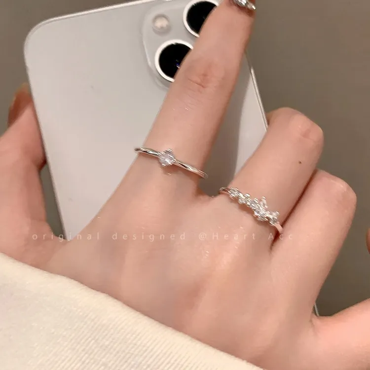 合金戒指 蝴蝶锆石开口戒指女冷淡风食指戒轻奢小众设计高级感ins