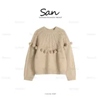 【SANSAN】轻奢气质小毛球慵懒休闲冬季保暖百搭毛领上衣DY-90498