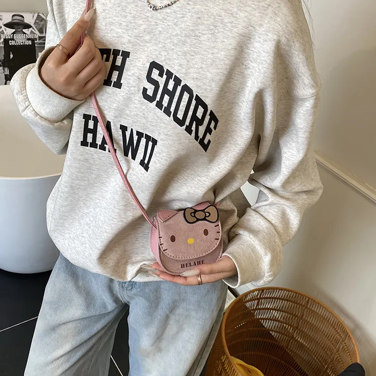 初秋磨砂质感女童可爱小包包猫咪精致洋气小女孩外出单肩斜挎包潮