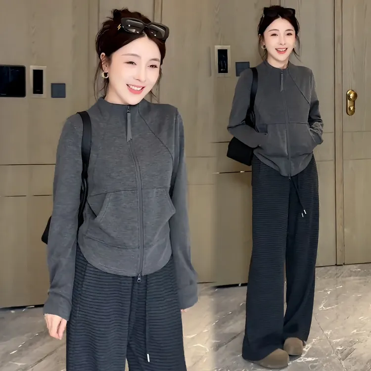 高级感韩系减龄气质短外套女2025年春秋新款宽松百搭遮肉拉链上衣