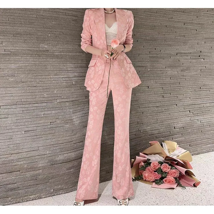 gao级时装提花西装套装2025春秋新款女气质名媛炸街时尚两件套