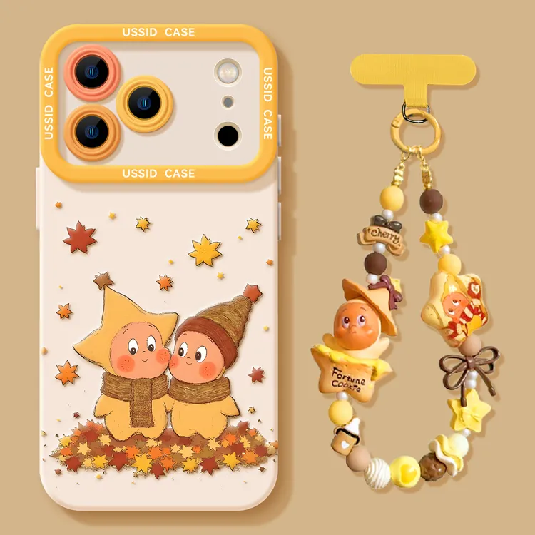 秋天落叶卡通小人适用苹果17promax苹果17air手机壳防摔创意16壳