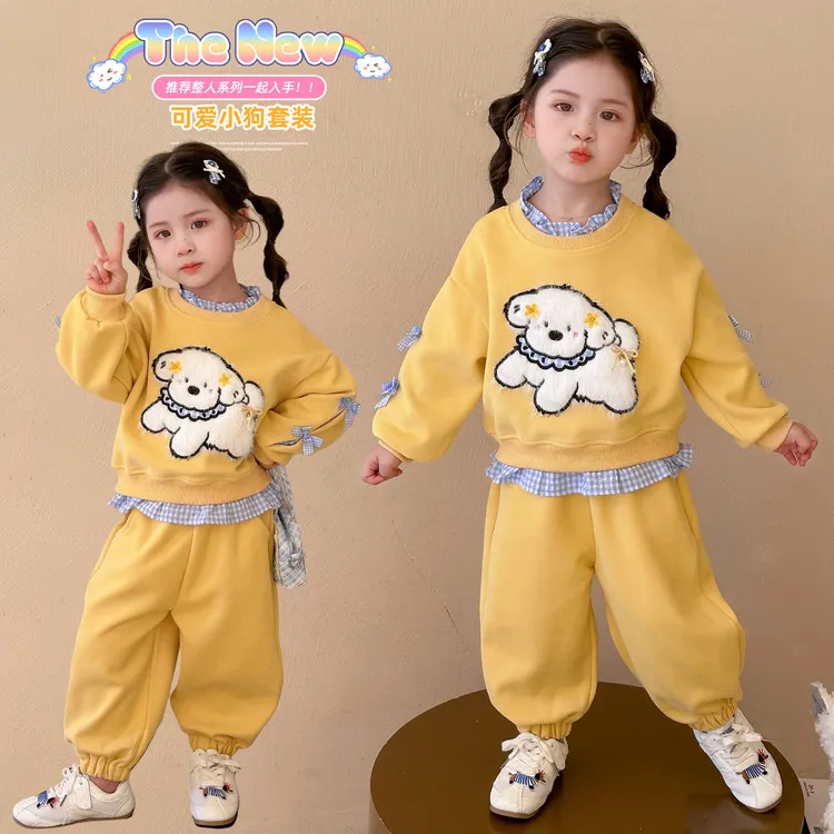 女童套装洋气卡通儿童休闲卫衣运动两件套小女孩宝宝秋装2025新款