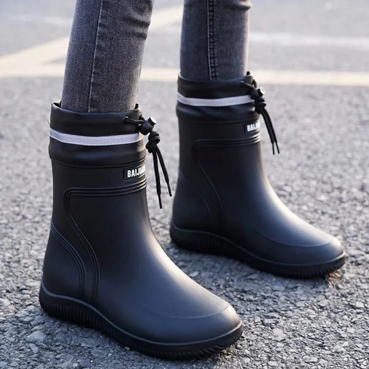 防滑雨鞋男中筒大码雨靴男士短筒厨房水鞋防水加绒加厚耐磨橡胶鞋