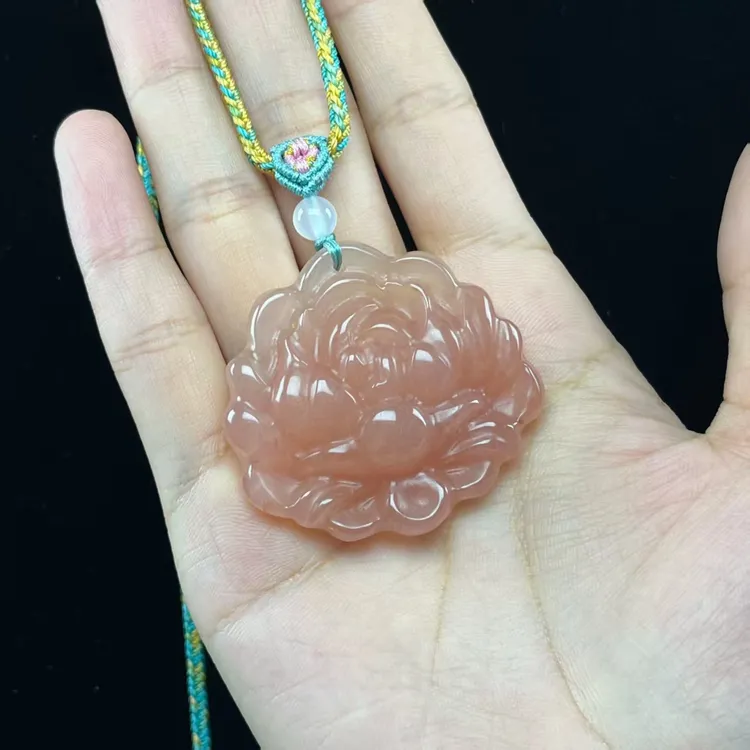 金丝玉桃花酿天然玉石花开富贵牡丹花45*42mm多样性发货