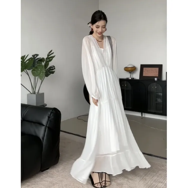 D&MX 法式设计感慵懒度假风显瘦连衣裙高个子裙子1690