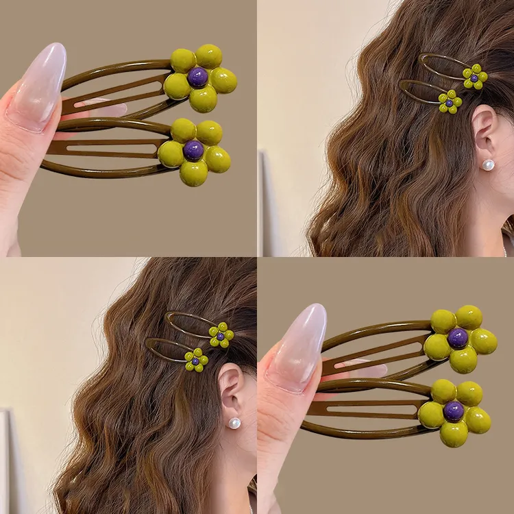 韩国可爱花朵发夹女新款高级感发饰前额bb夹侧边夹碎发夹刘海夹子